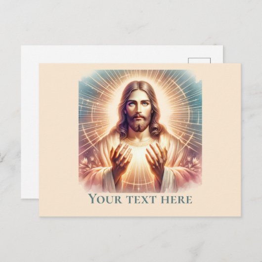 Jesus Welcoming Hands Waterverf Briefkaart (Voorkant / Achterkant)