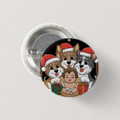 Jesus werd geboren yorkies aanbiddend ronde button 3,2 cm (Voorkant /achterkant)