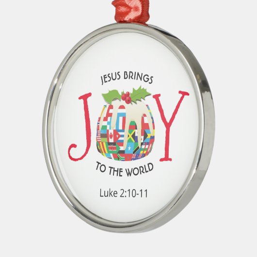 JESUS | WERELDWIJD TOEGEWEZEN | CHRISTELIJK | Kers Metalen Ornament (Links)