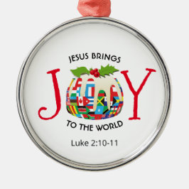 JESUS | WERELDWIJD TOEGEWEZEN | CHRISTELIJK | Kers Metalen Ornament