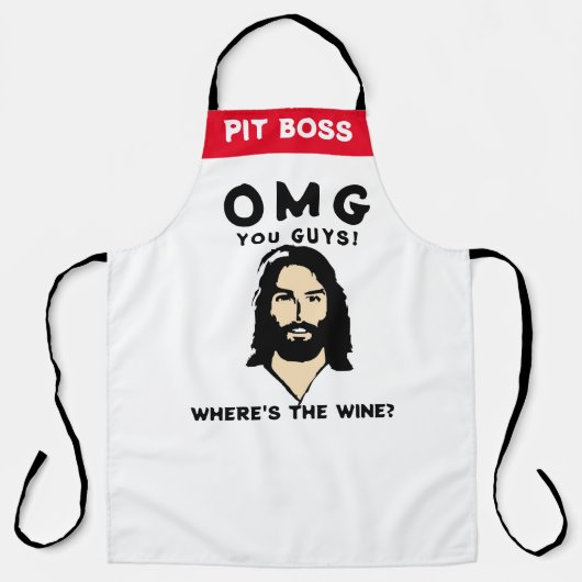 Jesús Wijn Schort - Grappig Op Maat Gemaakt Cadeau (Voorkant)