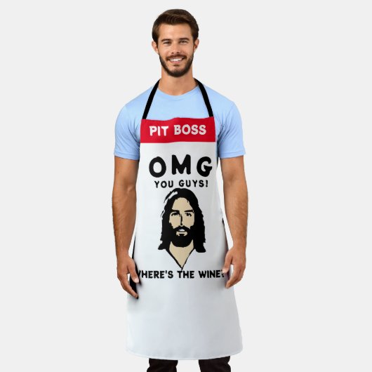 Jesus Wine Apron - Funny Custom Saying Gift Schort (Gedragen)
