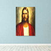 Jesus  wit en rood outfit met zwarte kant canvas afdruk (Insitu (Houten vloer))