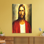 Jesus  wit en rood outfit vervaging canvas afdruk (Insitu (Woonkamer))
