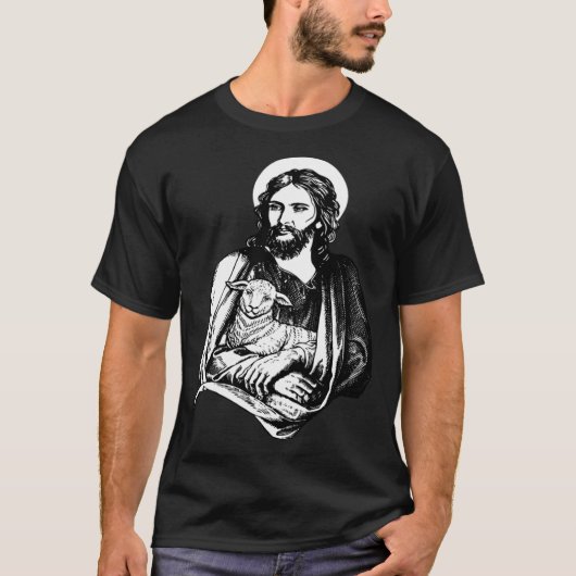 Jesus With Lamb Christian God T-shirt (Voorkant)