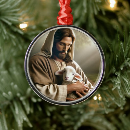 JESUS WITH LAMB CHRISTMAS ORNAMENT (Boom)