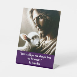 Jesus With Lamb Pedestal Sign Reclamebord Met Voetstuk