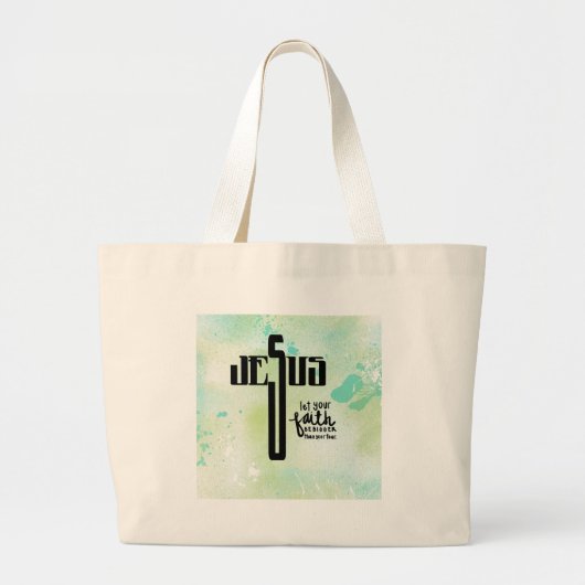 Jesus Word Art Grote Tote Bag (Voorkant)