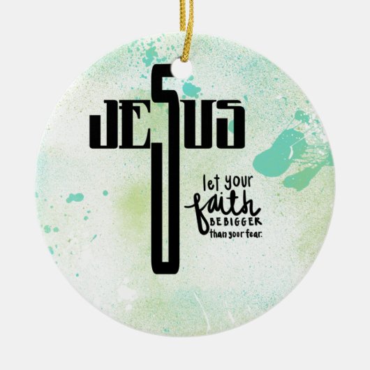 Jesus Word Art Keramisch Ornament (Voorkant)