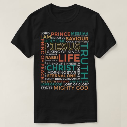 Jesus Word Art Names of Christ Design T-shirt (Design voorkant)
