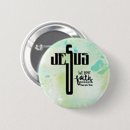 Jesus Word Art Ronde Button 5,7 Cm (Voorkant /achterkant)