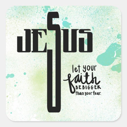 Jesus Word Art Vierkante Sticker (Voorkant)
