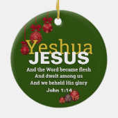 JESUS WORD BECAME FLESH Kerstmis Baubles GREEN Keramisch Ornament (Achterkant)