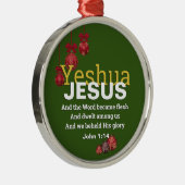 JESUS WORD BECAME FLESH Kerstmis Baubles GREEN Metalen Ornament (Rechts)