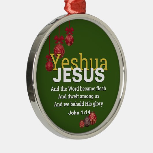 JESUS WORD BECAME FLESH Kerstmis Baubles GREEN Metalen Ornament (Rechts)