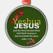 JESUS WORD BECAME FLESH Kerstmis Baubles GREEN Metalen Ornament (Voorkant)