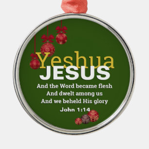 JESUS WORD BECAME FLESH Kerstmis Baubles GREEN Metalen Ornament