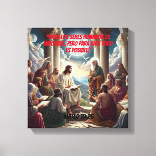 Jesús y los Discípulos: Mateo 19:26 Canvas Afdruk