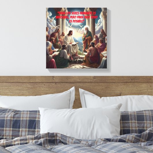 Jesús y los Discípulos: Mateo 19:26 Canvas Afdruk (Insitu (Slaapkamer))