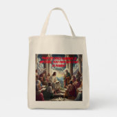 Jesús y los Discípulos: Mateo 19:26 Tote Bag (Achterkant)