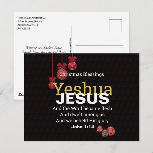 Jesus Yeshua Kerstmis Feestdagenkaart (Voorkant / Achterkant)