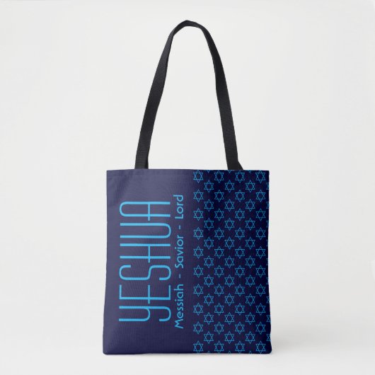 Jesus YESHUA Messiah Savior Lord Custom BLUE Tote Bag (Voorkant)