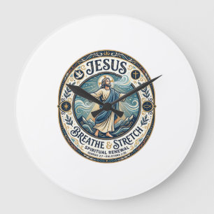 Jesus zachte beweging wellness shirt op geloof geb grote klok