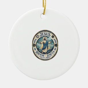 Jesus zachte beweging wellness shirt op geloof geb keramisch ornament