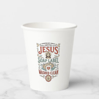 Jesus Zeep Label Gewassen Schoon Jezus Zeep Gewass Papieren Bekers