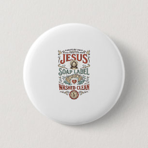 Jesus Zeep Label Gewassen Schoon Jezus Zeep Gewass Ronde Button 5,7 Cm