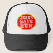 jesus zegt dat hij loopt trucker pet (Voorkant)
