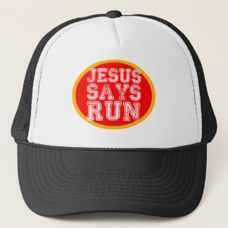 jesus zegt dat hij loopt trucker pet