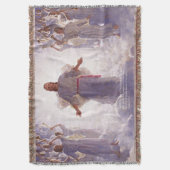 Jesus & zijn engelen werpdeken deken (Voorkant Verticaal)