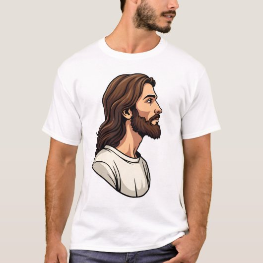 Jesus Zijprofiel Vintage Gravure T-shirt 2 (Voorkant)