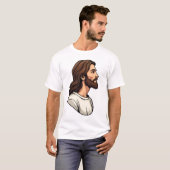 Jesus Zijprofiel Vintage Gravure T-shirt 2 (Voorkant volledig)