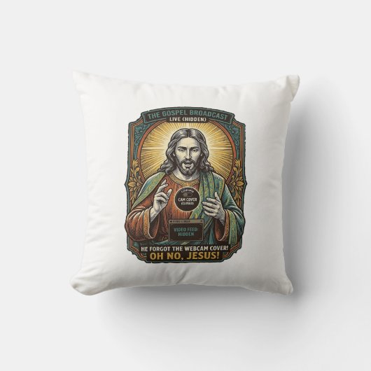 Jesus Zwart Scherm Vergeten Webcam Hoes Virtueel Kussen (Voorkant)