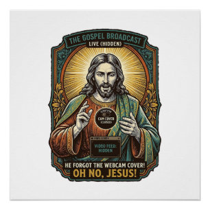 Jesus Zwart Scherm Vergeten Webcam Hoes Virtueel Perfect Poster