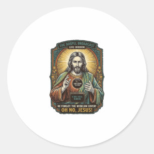 Jesus Zwart Scherm Vergeten Webcam Hoes Virtueel  Ronde Sticker