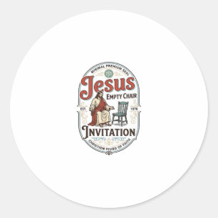 Jesusbijeenkomst lege stoel uitnodiging Jesus lege Ronde Sticker
