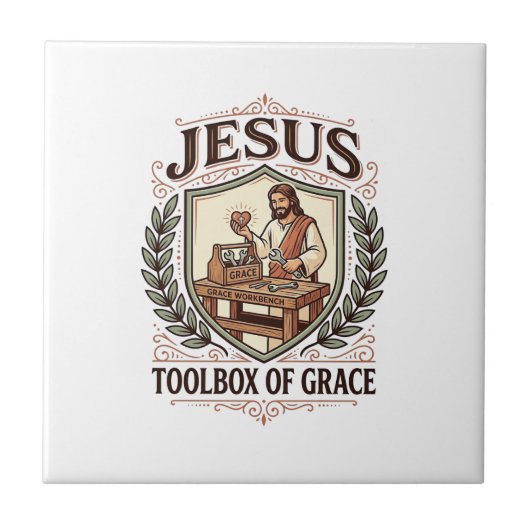 Jesustools van genade Jezus Toolbox Genade Christi Tegeltje (Voorkant)