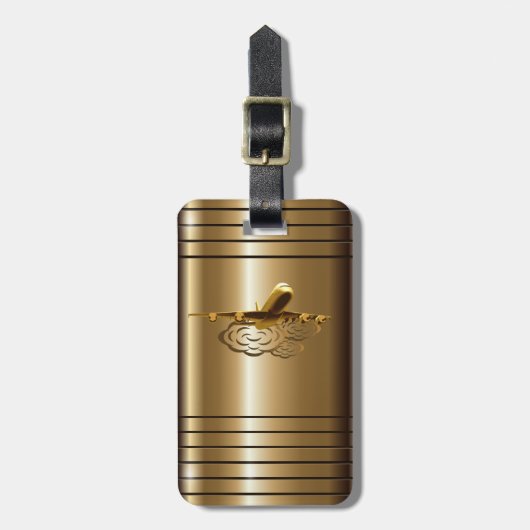 Jet Airliner Vliegtuig Golden Luxury Bagagelabel (Voorkant verticaal)