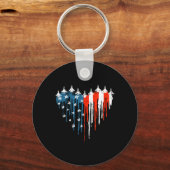 Jet Airplane Heart Rood Wit Blauw Amerikaanse Vlag Sleutelhanger (Voorkant)