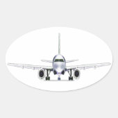 Jet Airplane Ovale Sticker (Voorkant)