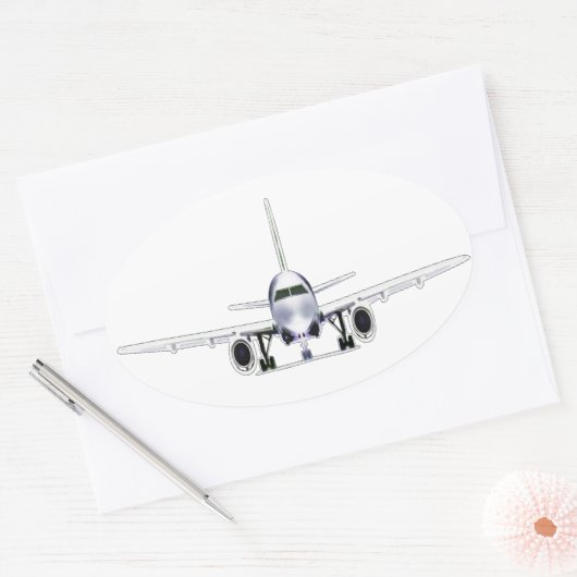 Jet Airplane Ovale Sticker (Envelop)