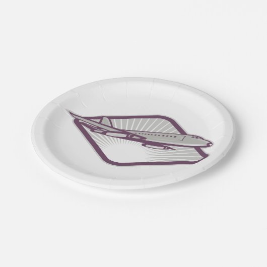 Jet Airplane Papieren Bordje (Gekanteld)