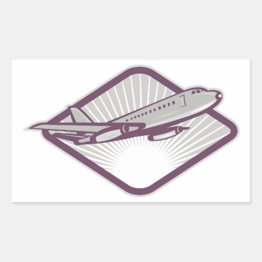 Jet Airplane Rechthoekige Sticker (Voorkant)