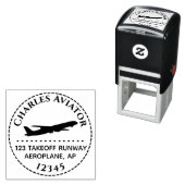 Jet Airplane Round Address Stempel voor Aviator Pi (In situ)