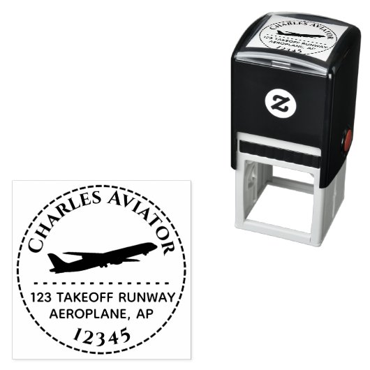 Jet Airplane Round Address Stempel voor Aviator Pi (In situ)