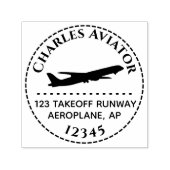 Jet Airplane Round Address Stempel voor Aviator Pi (Design)