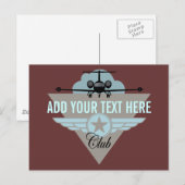 Jet Airplane Wing Club Briefkaart (Voorkant / Achterkant)
